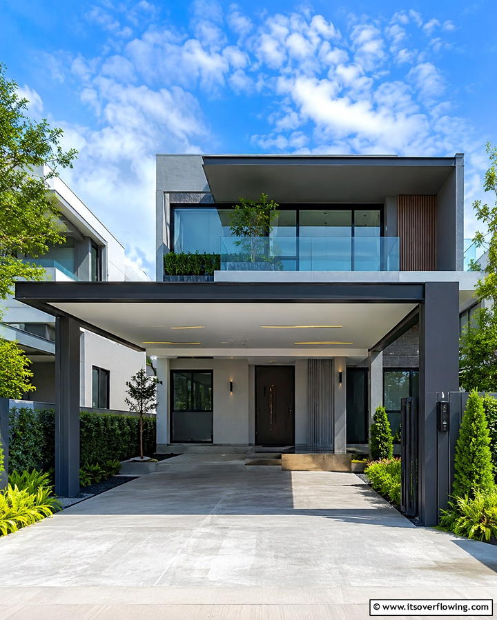 Modern Minimalist Car PorchExact - 25 Car Porch Design Ideas for a Welcoming Entrance