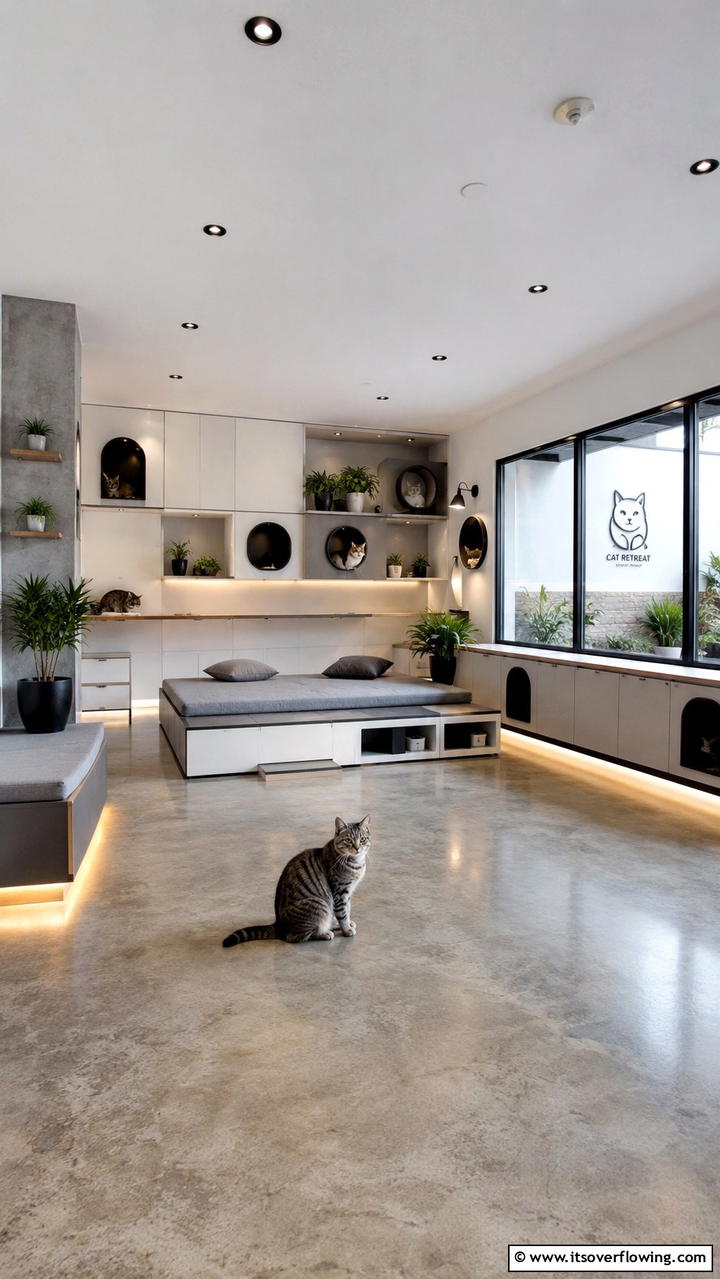 Modern Minimalist Cat Retreat - 30 Cat Room Ideas- Create a Purr-fect Space for Your Feline