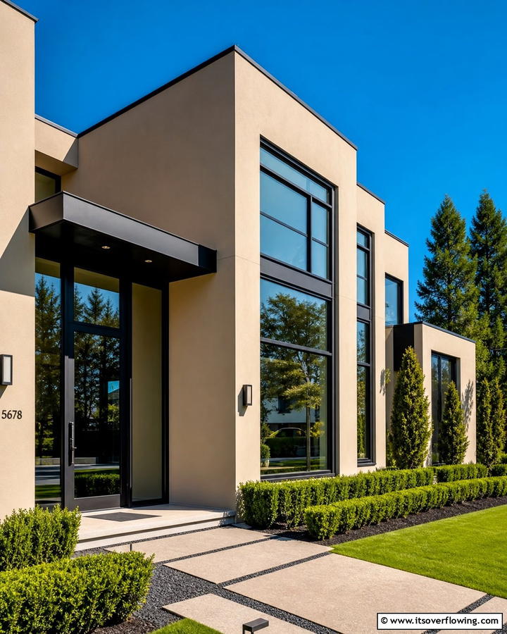 Modern Minimalist Charm - 25 Tan House With Black Trim Design Ideas for Elegance