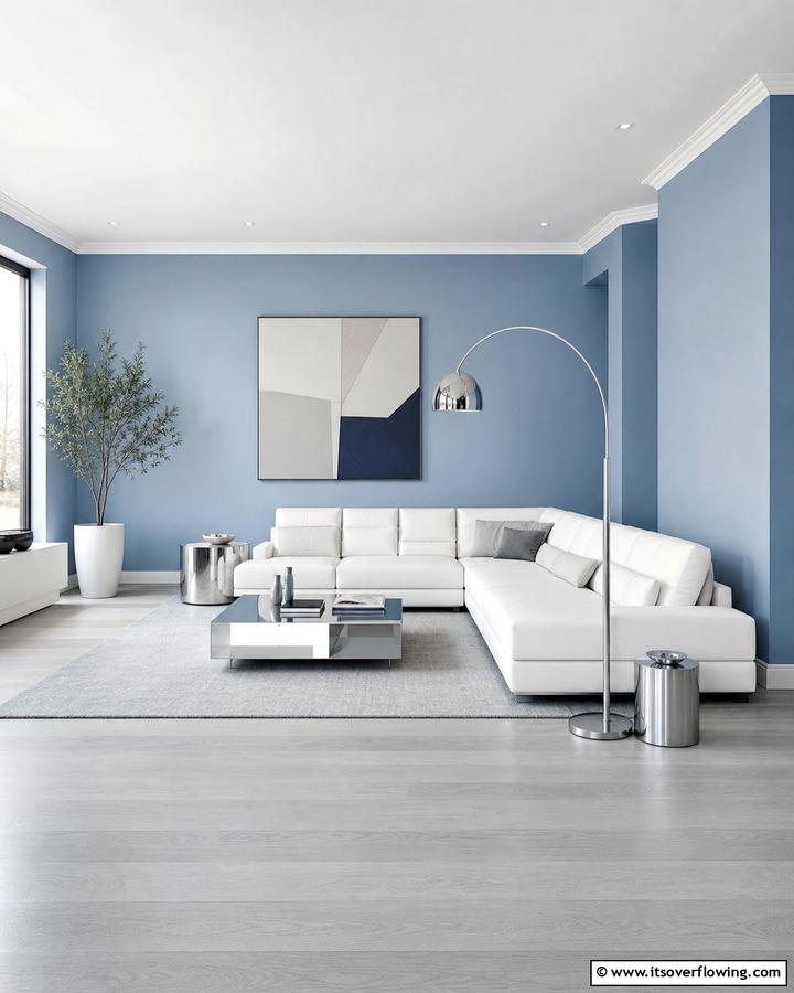 Modern Minimalist Charm - 20 Grey Floor Living Room with Blue Walls Ideas