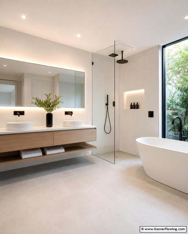 Modern Minimalist Chic - 30 Romantic Bathroom Ideas for a Luxurious Spa Retreat