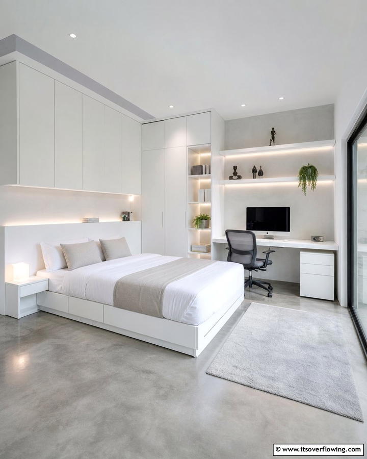 Modern Minimalist Chic - 21 Functional Bedroom Office Ideas for Productive Spaces
