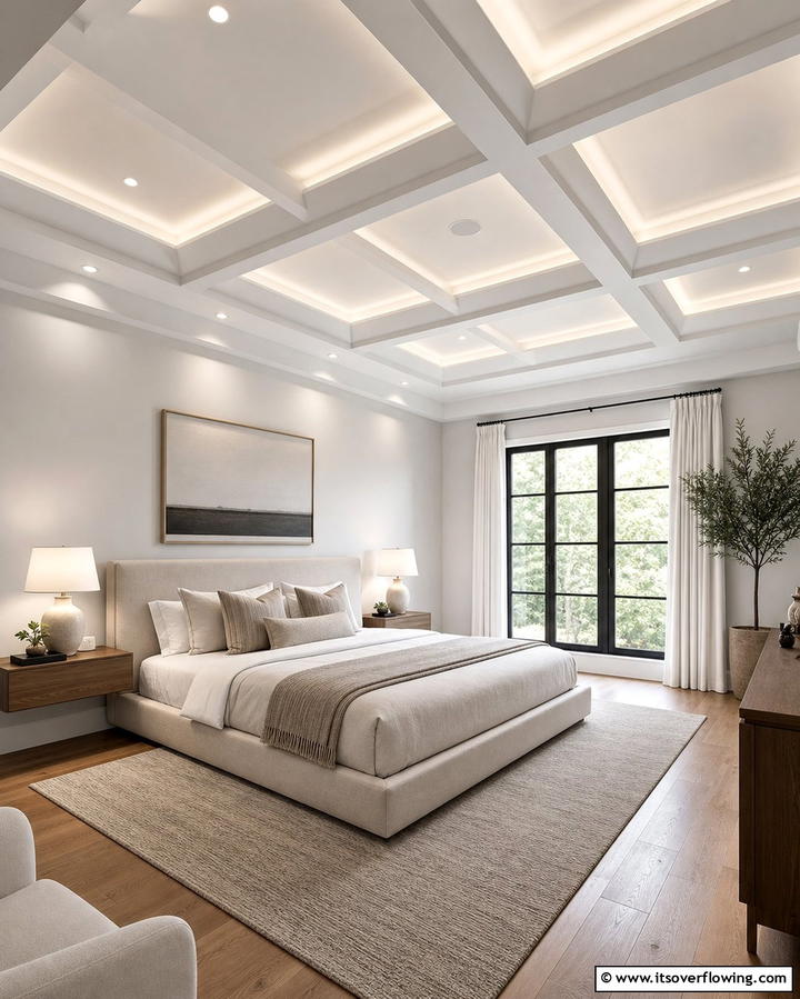 Modern Minimalist Coffered CeilingOne - 25 Elegant Coffered Ceiling Ideas for Any Room
