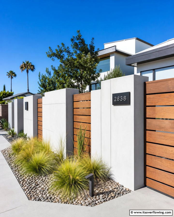 Modern Minimalist Concrete Block Fence - 20 Concrete Block Fence Ideas for a Sturdy and Stylish Barrier