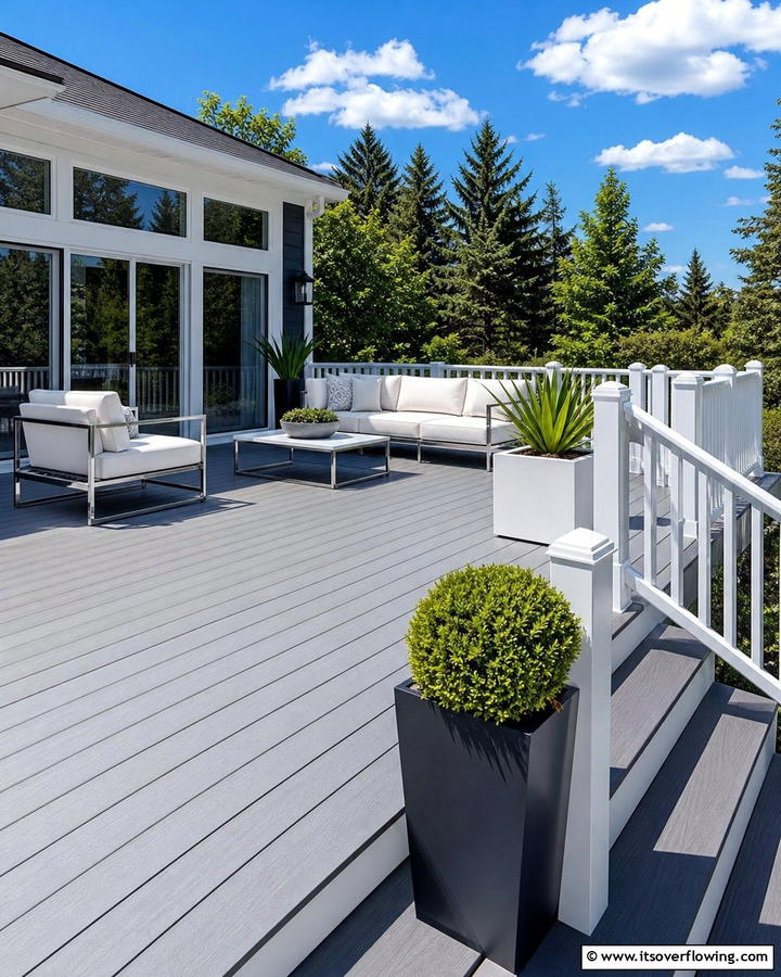 Modern Minimalist Contrast - 30 Two-Tone Deck Color Schemes for Dynamic Outdoor Spaces