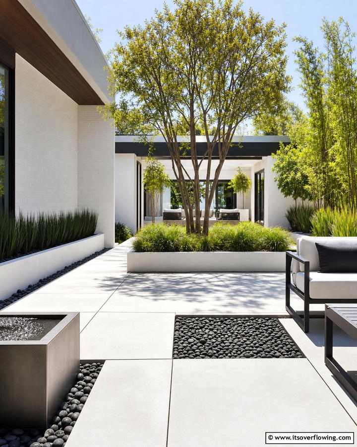 Modern Minimalist Courtyard - 21 Courtyard Ideas to Design a Peaceful Outdoor Oasis