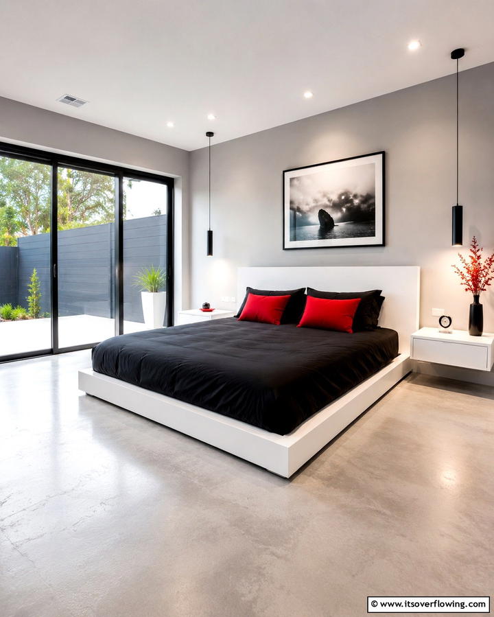 Modern Minimalist Design - 25 Red Black and White Bedroom Ideas for a Bold Look