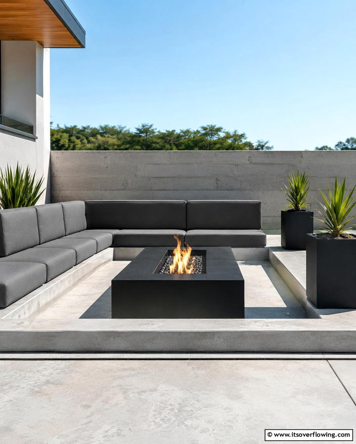 Modern Minimalist Design - 25 Sunken Fire Pit Ideas for a Cozy Outdoor Gathering Spot