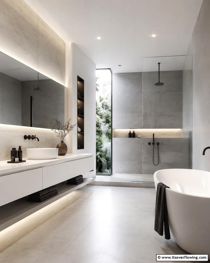 Modern Minimalist Design - 30 Basement Bathroom Ideas for Small and Functional Spaces