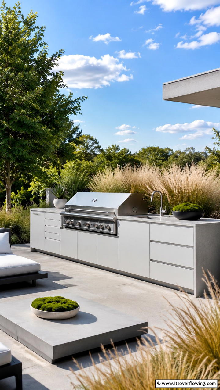 Modern Minimalist Design - 30 BBQ Island Ideas for Ultimate Outdoor Entertaining