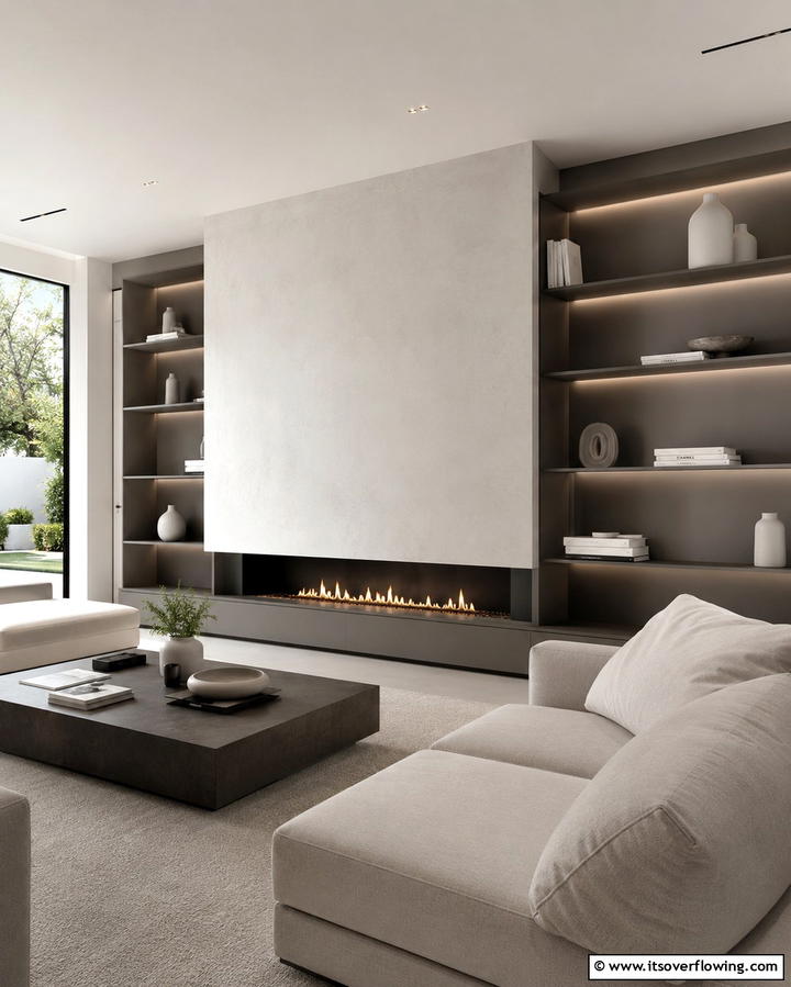Modern Minimalist Design - 30 Fireplace with Bookshelves Ideas for Cozy Literary Nooks