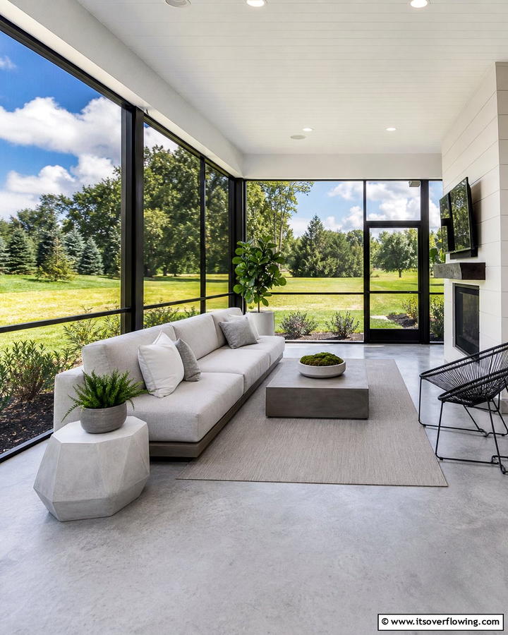Modern Minimalist Design - 21 Screened-in Porch Ideas for Year-Round Outdoor Living
