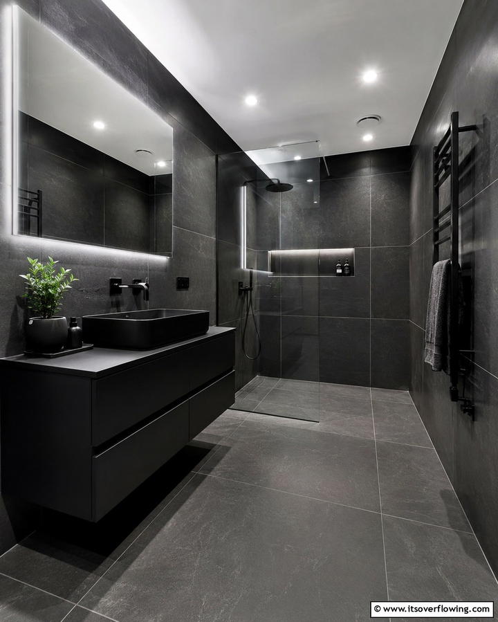 Modern Minimalist Design - 25 Black and Grey Bathroom Ideas for a Sleek Design