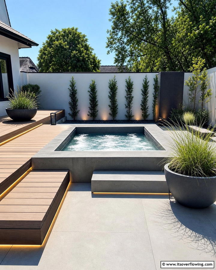 Modern Minimalist Design - 20 Hot Tub Landscaping Ideas for a Relaxing Retreat