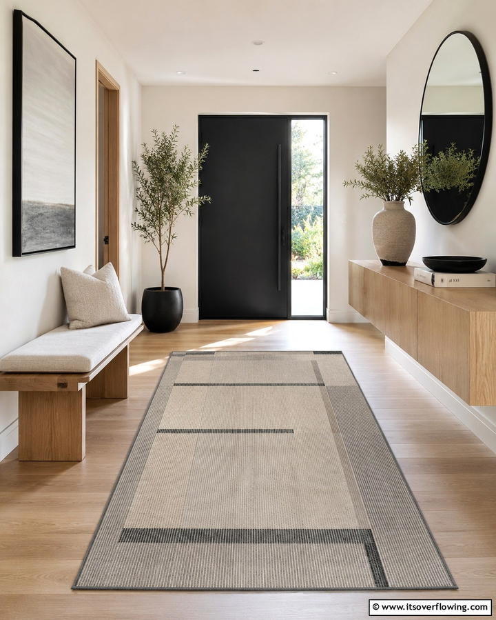 Modern Minimalist Elegance - 30 Welcoming Entryway Rug Designs to Elevate First Impressions