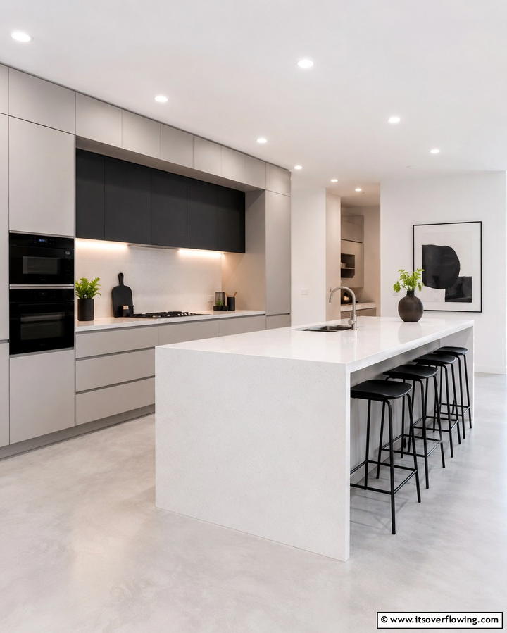 Modern Minimalist Elegance - 30 Grey and White Kitchen Ideas for Timeless Monochromatic Design