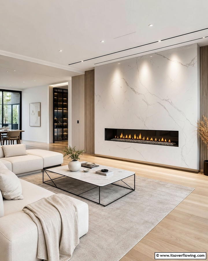 Modern Minimalist Elegance - 21 Cozy and Modern Fireplace Ideas for Every Home Style