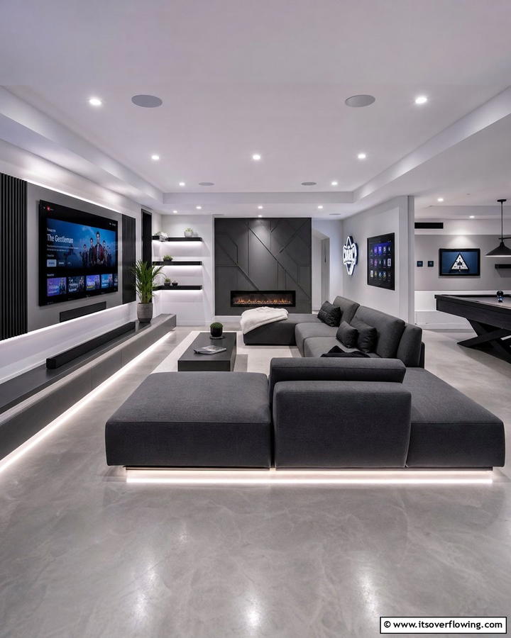 Modern Minimalist Escape - 21 Man Cave Design Ideas for a Personalized Retreat