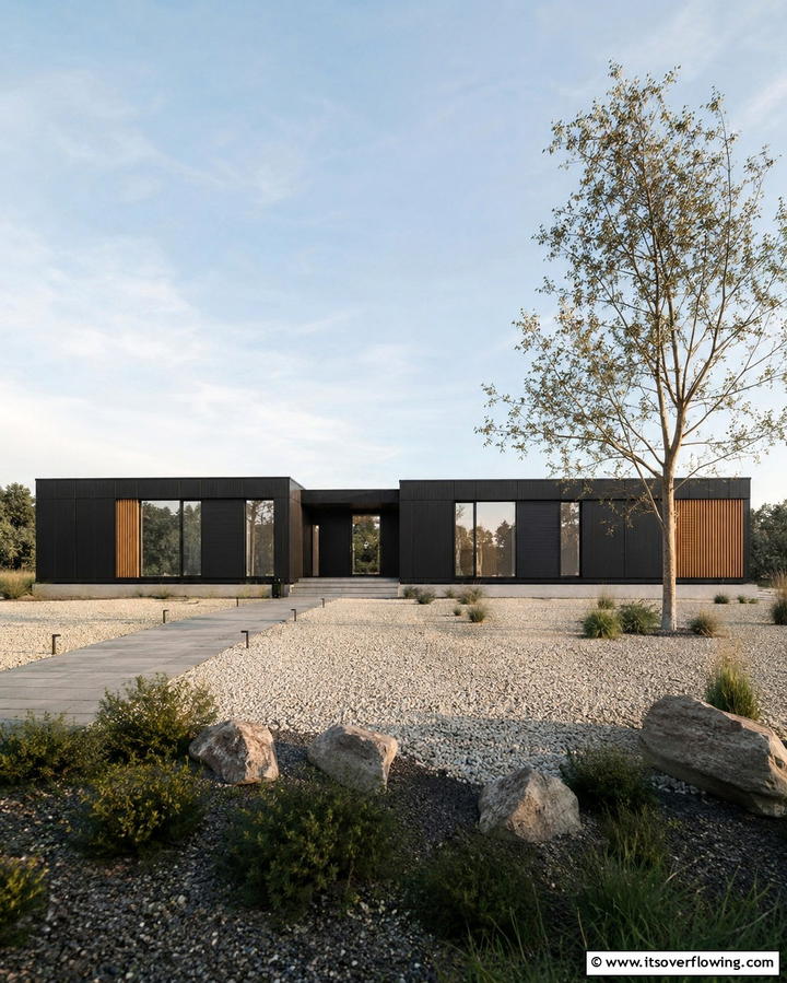 Modern Minimalist Facade - 30 Modern Black Houses with Cedar Accents for Striker Exteriors