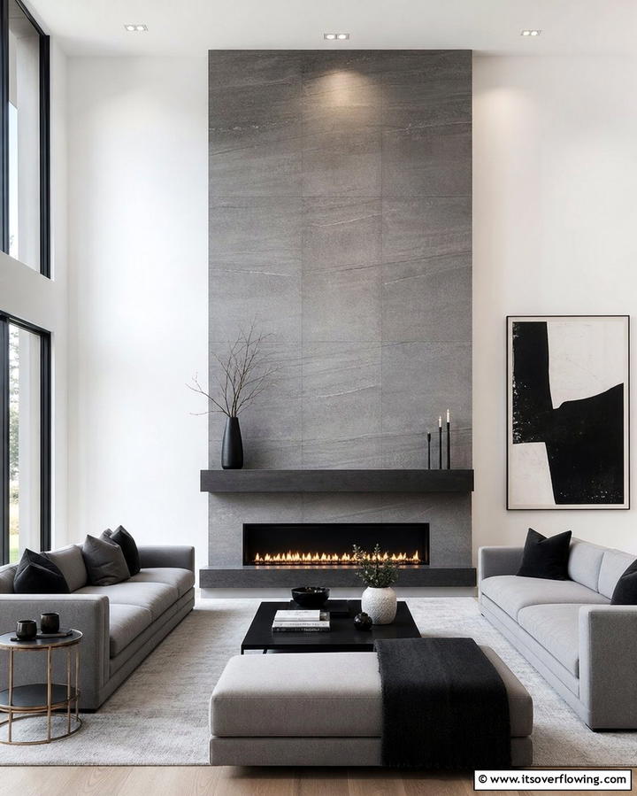 Modern Minimalist Faux Stone FireplaceExact - 25 Faux Stone Fireplace Ideas for a Cozy and Elegant Look