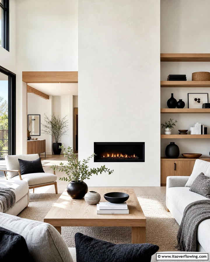 Modern Minimalist Faux Stone FireplaceOne - 25 Faux Stone Fireplace Ideas for a Cozy and Elegant Look