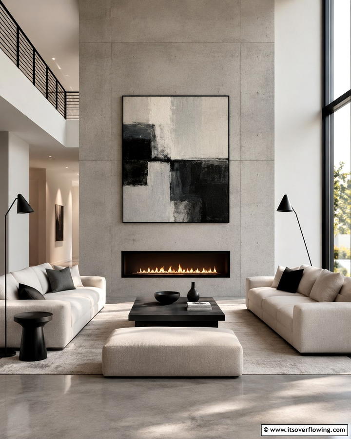 Modern Minimalist Fireplace - 25 Cozy Living Room Fireplace Ideas for Warmth