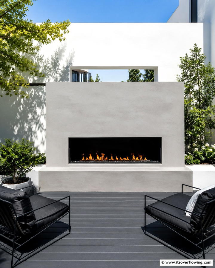 Modern Minimalist Fireplace - 25 Outdoor Fireplace Ideas to Enhance Your Backyard