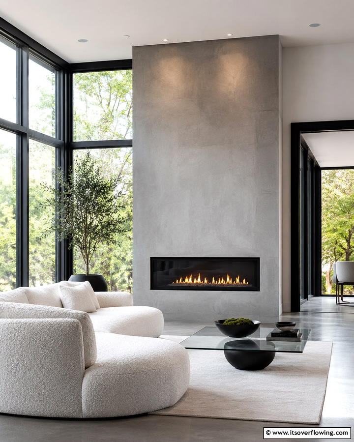 Modern Minimalist Fireplace - 25 Sunroom With Fireplace Ideas for Cozy Gatherings
