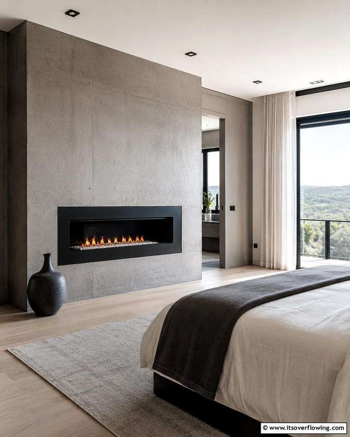 Modern Minimalist Fireplace - 30 Bedroom Fireplace Ideas for Cozy Warmth & Ambiance
