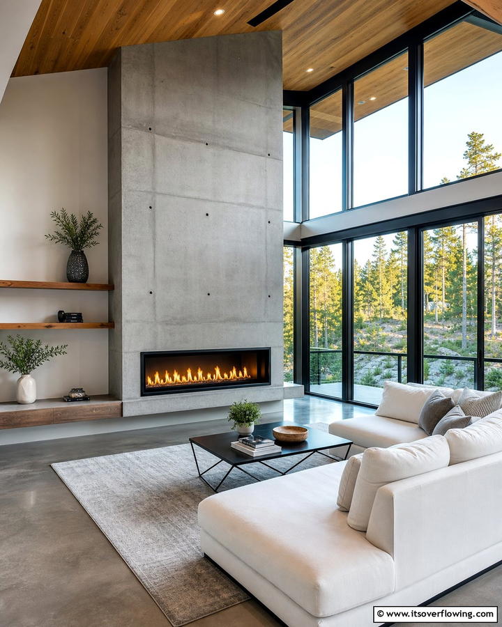 Modern Minimalist Fireplace - 25 Cozy Cabin Fireplace Ideas for a Warm Retreat
