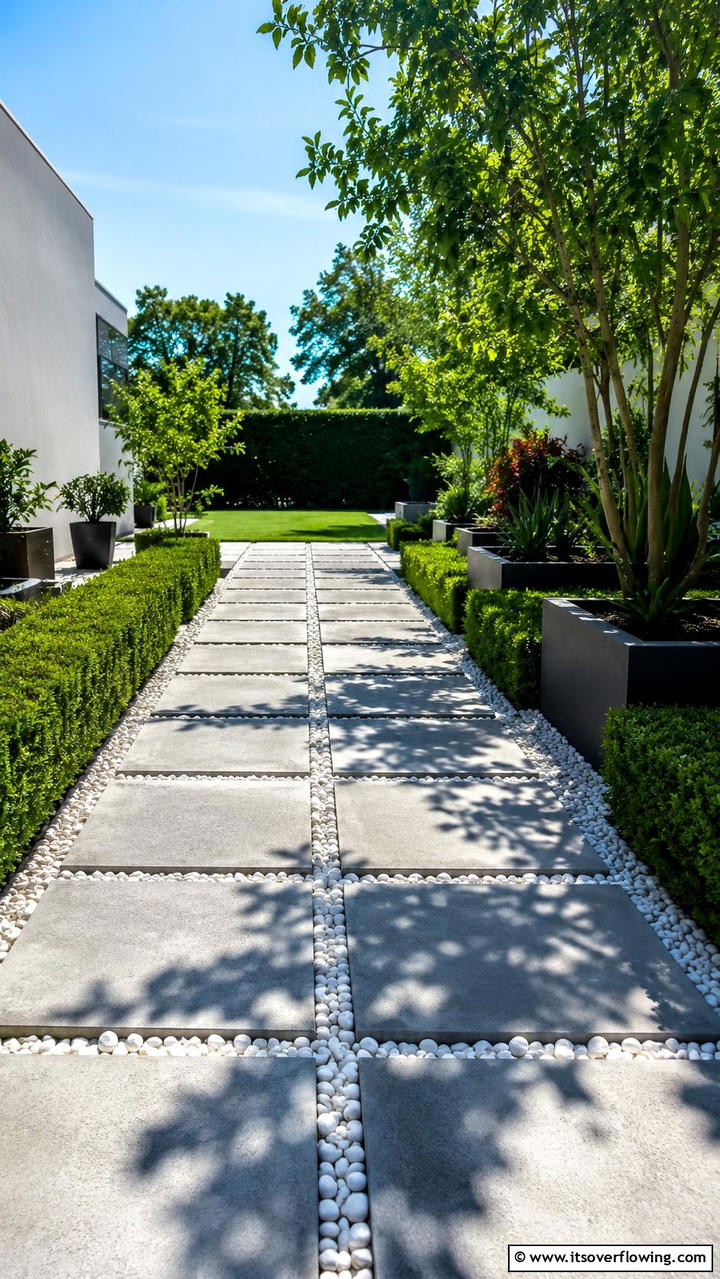 Modern Minimalist Flagstone Path - 30 Flagstone Walkway Ideas for Charming Pathways