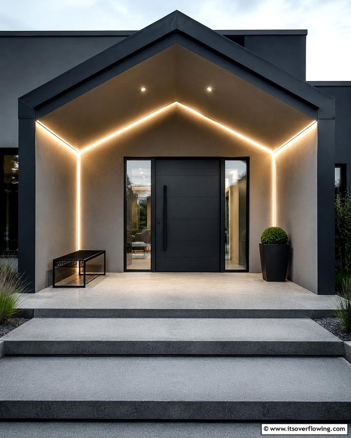 Modern Minimalist Gable Porch - 25 Open Gable Porch Ideas for a Welcoming Entrance