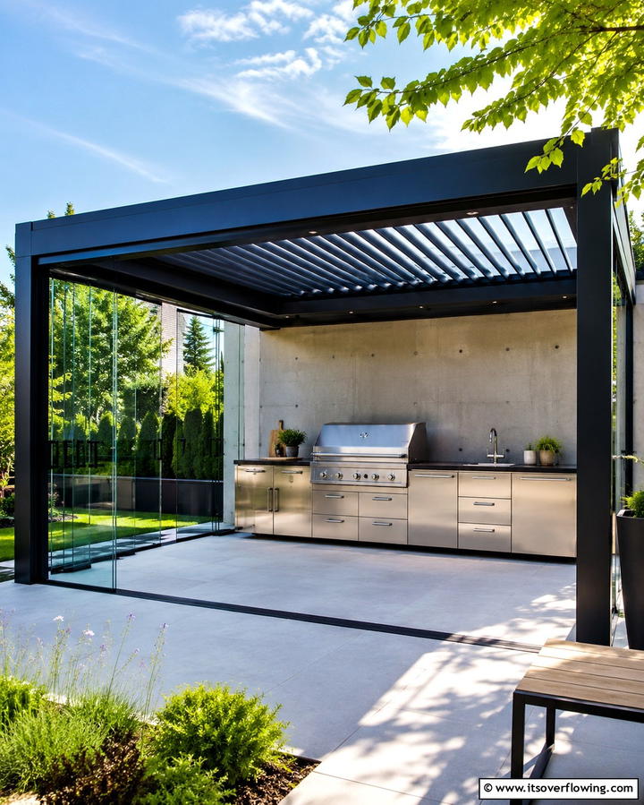 Modern Minimalist Gazebo Design - 30 Outdoor Kitchen with Gazebo Ideas for All-Weather Cooking