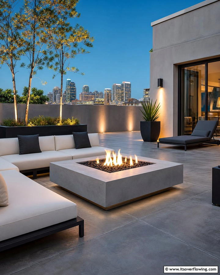 Modern Minimalist Glow - 21 Fire Pit Ideas for Outdoor Gatherings and Cozy Nights