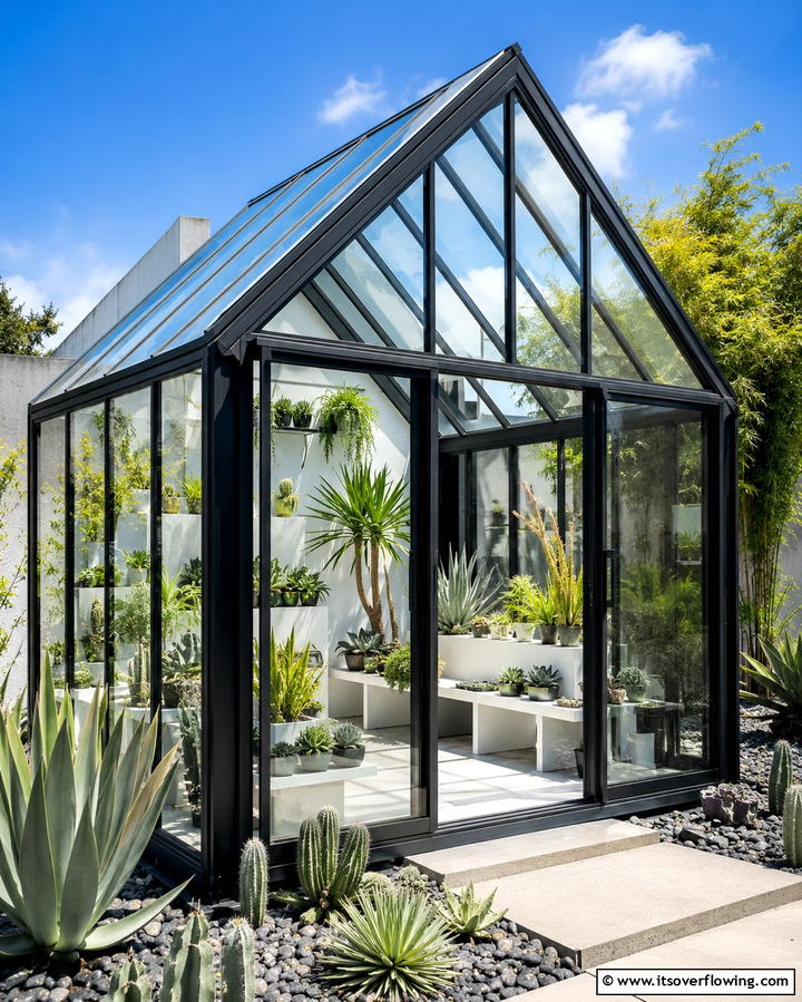 Modern Minimalist Greenhouse - 25 Fantasy Greenhouse Ideas for a Magical Garden Escape