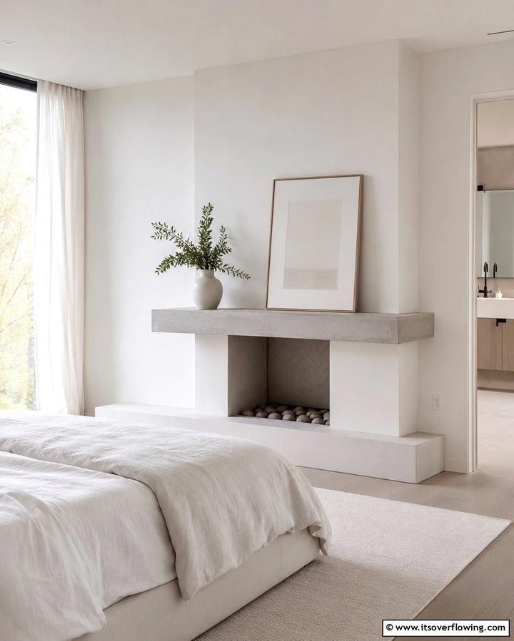 Modern Minimalist Mantels - 30 Bedroom Fireplace Ideas for Cozy Warmth & Ambiance