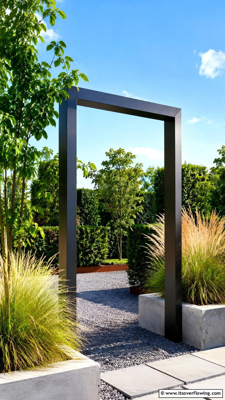 Modern Minimalist Metal Arch - 30 Garden Arch Ideas for Enchanting Outdoor Spaces
