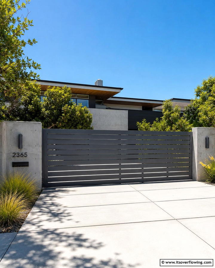 Modern Minimalist Metal Design - 30 Stylish Driveway Gate Ideas for Curb Appeal