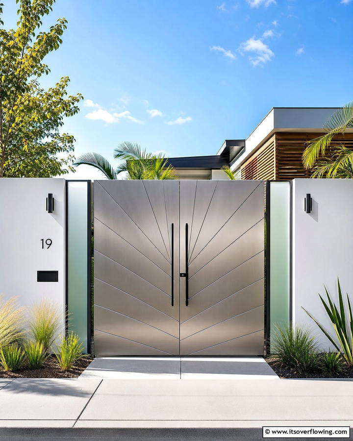 Modern Minimalist Metal Gate - 20 Front Door Gate Ideas to Enhance Your Home’s Curb Appeal