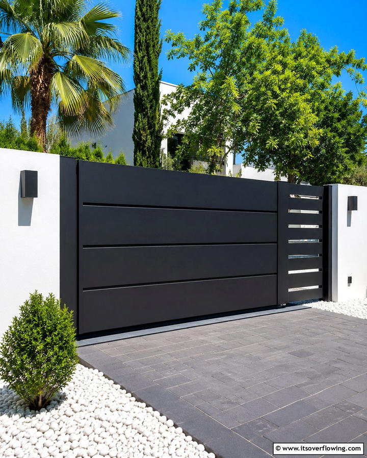 Modern Minimalist Metal GateOne - 25 Metal Garden Gate Ideas to Enhance Your Outdoor Space