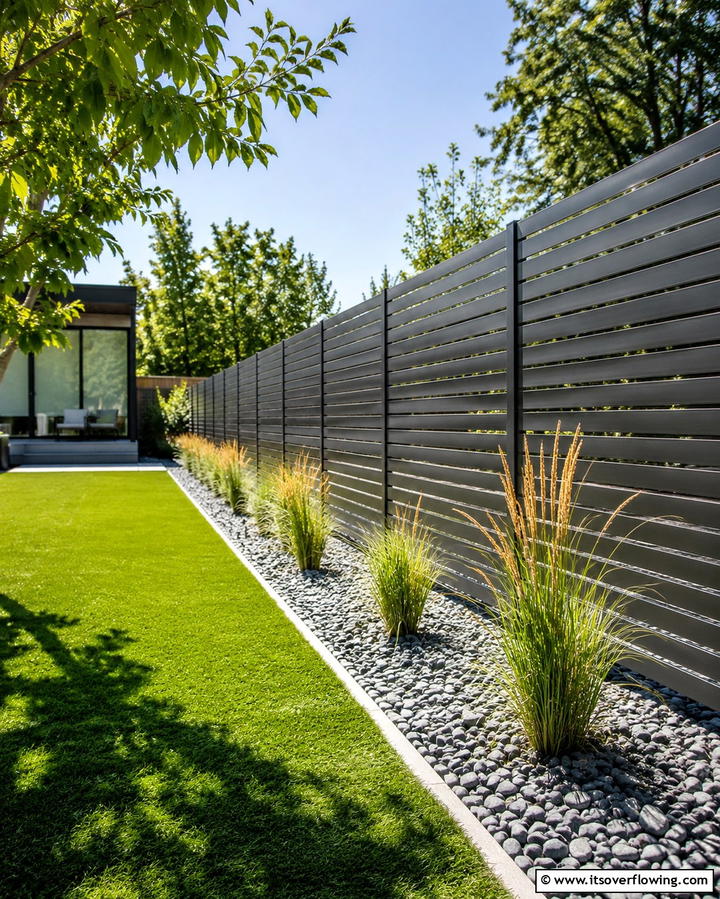 Modern Minimalist Metal Slat Fence - 30 Innovative Corner Fence Solutions for Yard Boundaries