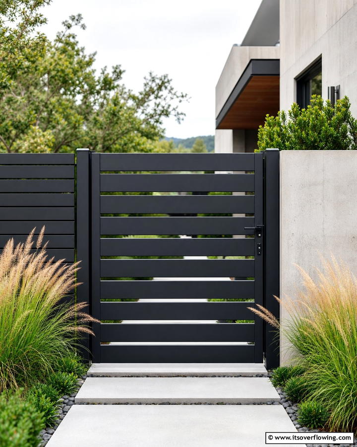 Modern Minimalist Metal - 30 Garden Gate Ideas- Charming Entrances & DIY Projects
