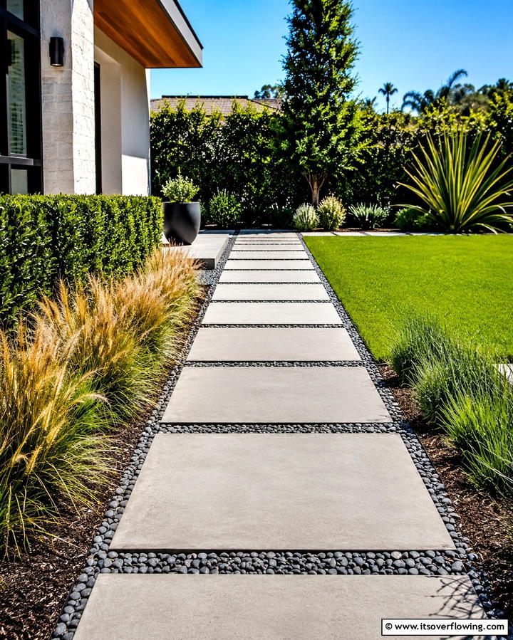 Modern Minimalist Pathways - 25 Concrete Paver Walkway Ideas for Durable Design