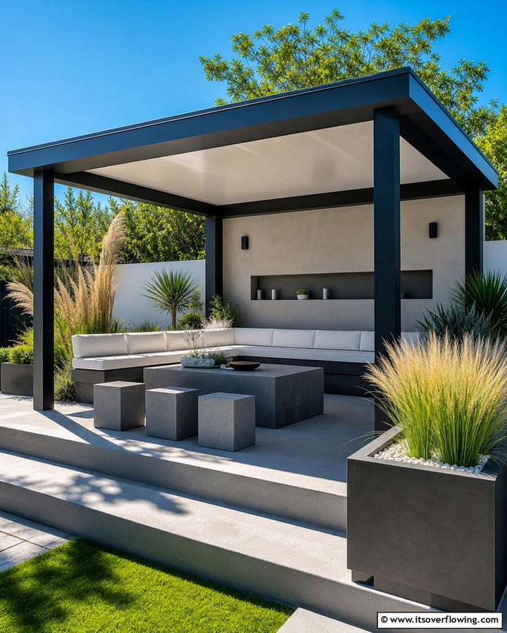 Modern Minimalist Patio - 21 Gazebo Patio Ideas for Shaded Outdoor Entertaining Spaces