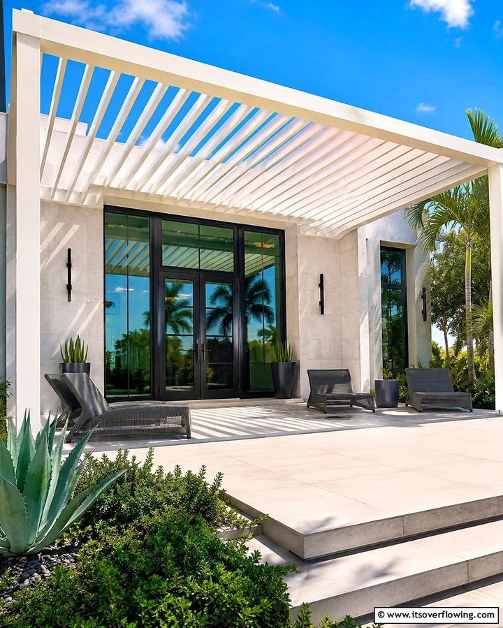 Modern Minimalist Pergola Designs - 25 Front Porch Pergola Ideas for a Charming Entrance