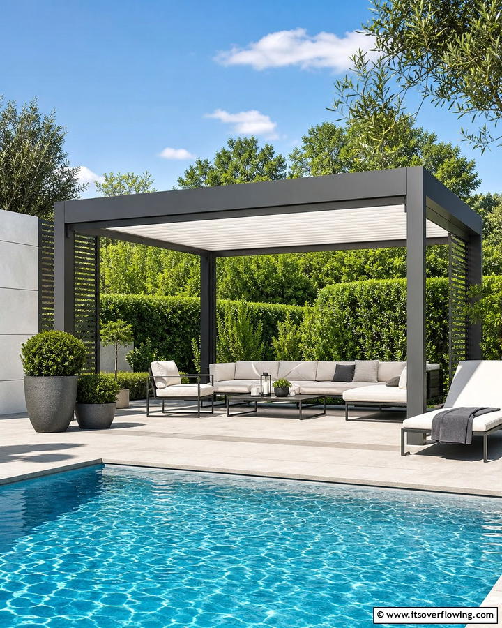 Modern Minimalist Pool Gazebo - 20 Pool Gazebo Ideas for a Stunning Backyard Oasis