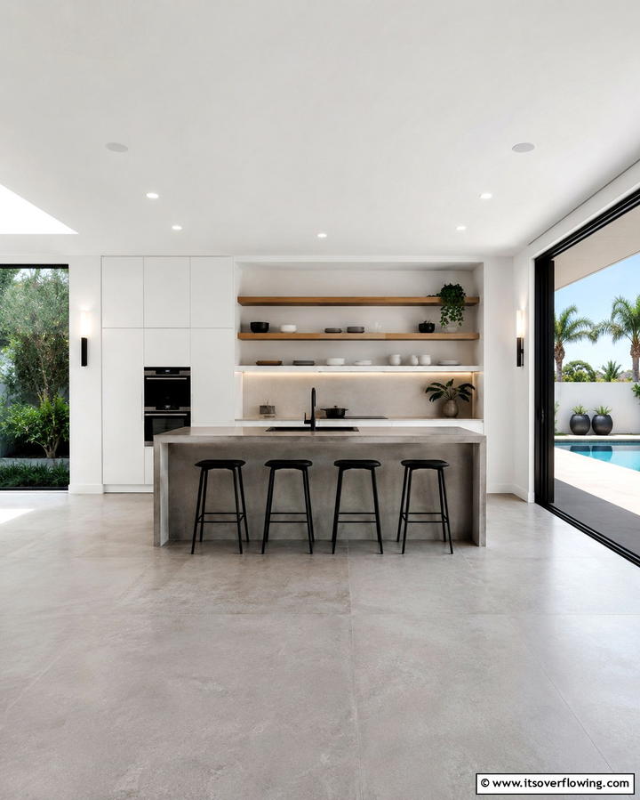 Modern Minimalist Pool House Kitchen - 30 Pool House with Outdoor Kitchen Designs for Entertaining