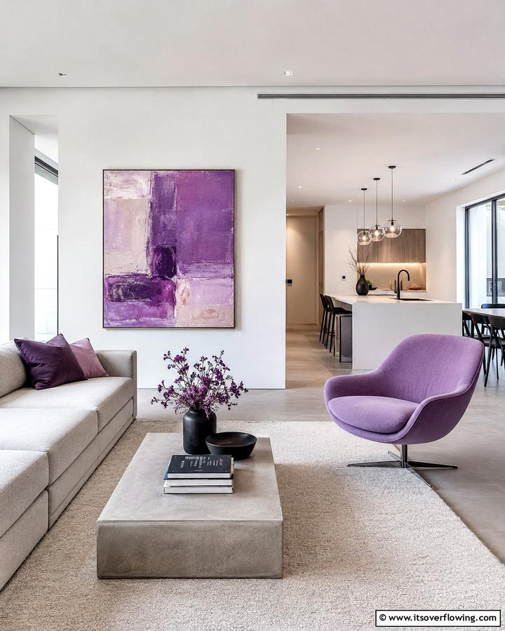 Modern Minimalist Purple - 25 Purple Living Room Ideas for a Stylish Home Makeover