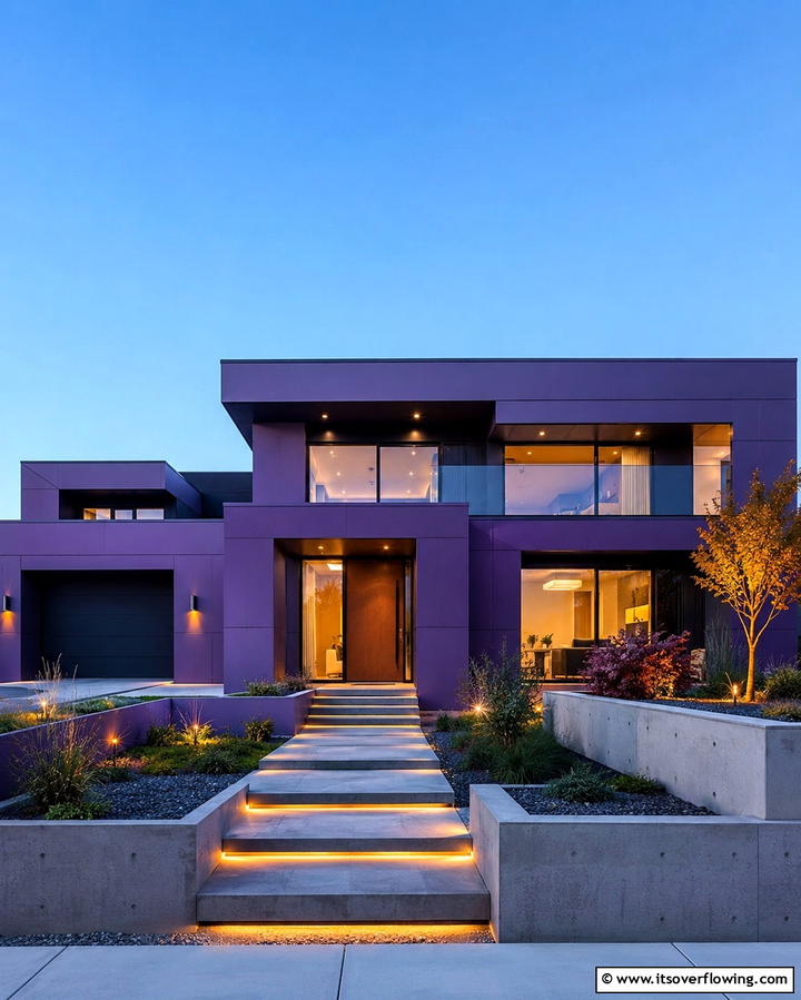 Modern Minimalist Purple - 25 Purple House Exterior Ideas for a Unique Curb Appeal