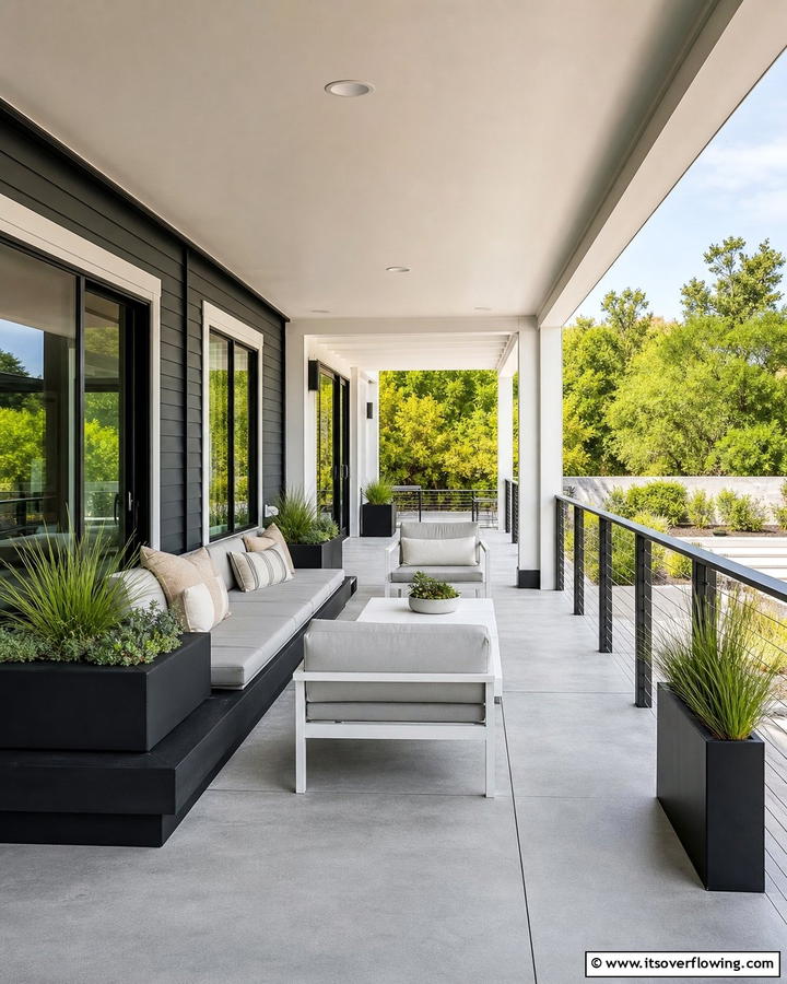 Modern Minimalist Retreat - 21 Back Porch Ideas for Cozy and Functional Outdoor Spaces